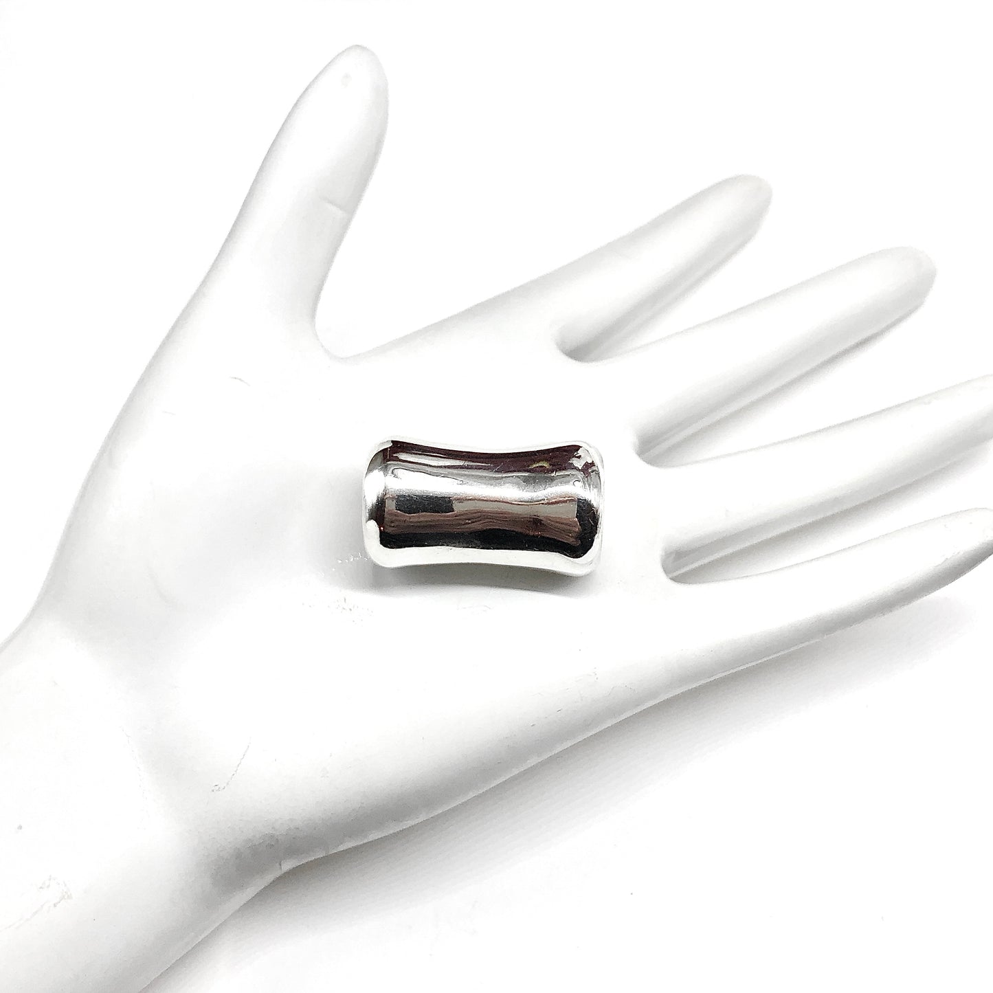 Vintage Sterling Silver Slide Pendant, Barrel Style, Silver Tube Pendant, Large Tube Bracelet Charm