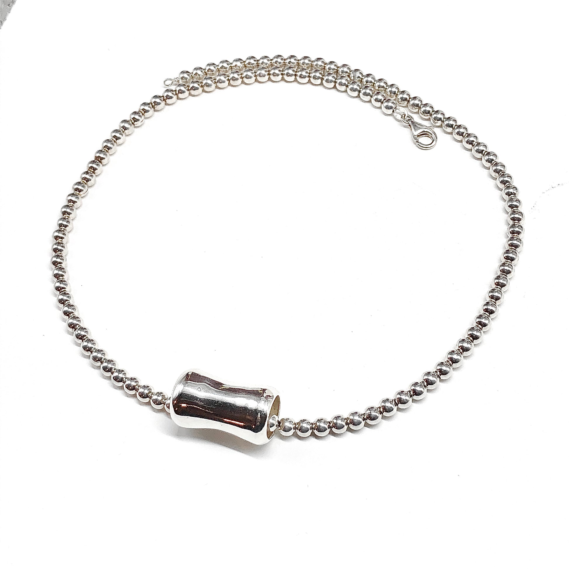 Vintage Sterling Silver Pendant, Barrel Style, Silver Slide Pendant, Large Tube Bracelet Charm