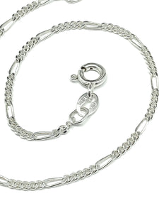 Bracelet >Used - Womens Perfectly Petite Sterling Silver Fine Figaro Chain Bracelet