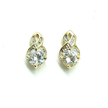 Blingschlingers - 10k Yellow Gold Shimmery Cz Infinity Style Earrings
