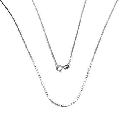 18" Sterling Silver Necklace, Slim 1mm Square Cube Link 925 Silver Box Chain Necklace