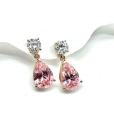 Gold Earrings | Pretty in Pink! 14k Gold Pink Diamond Alternative Dangle Earrings | Best Prices on Estate Jewelry online at Blingschlingers.com