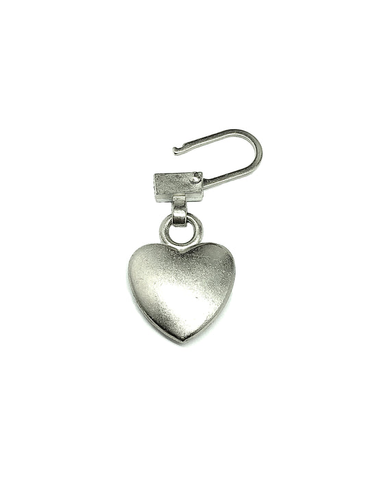 Blingschlingers - Zipper Repair Charm - Rustic Silver Heart Zipper Pull Charm | Accessorize anything