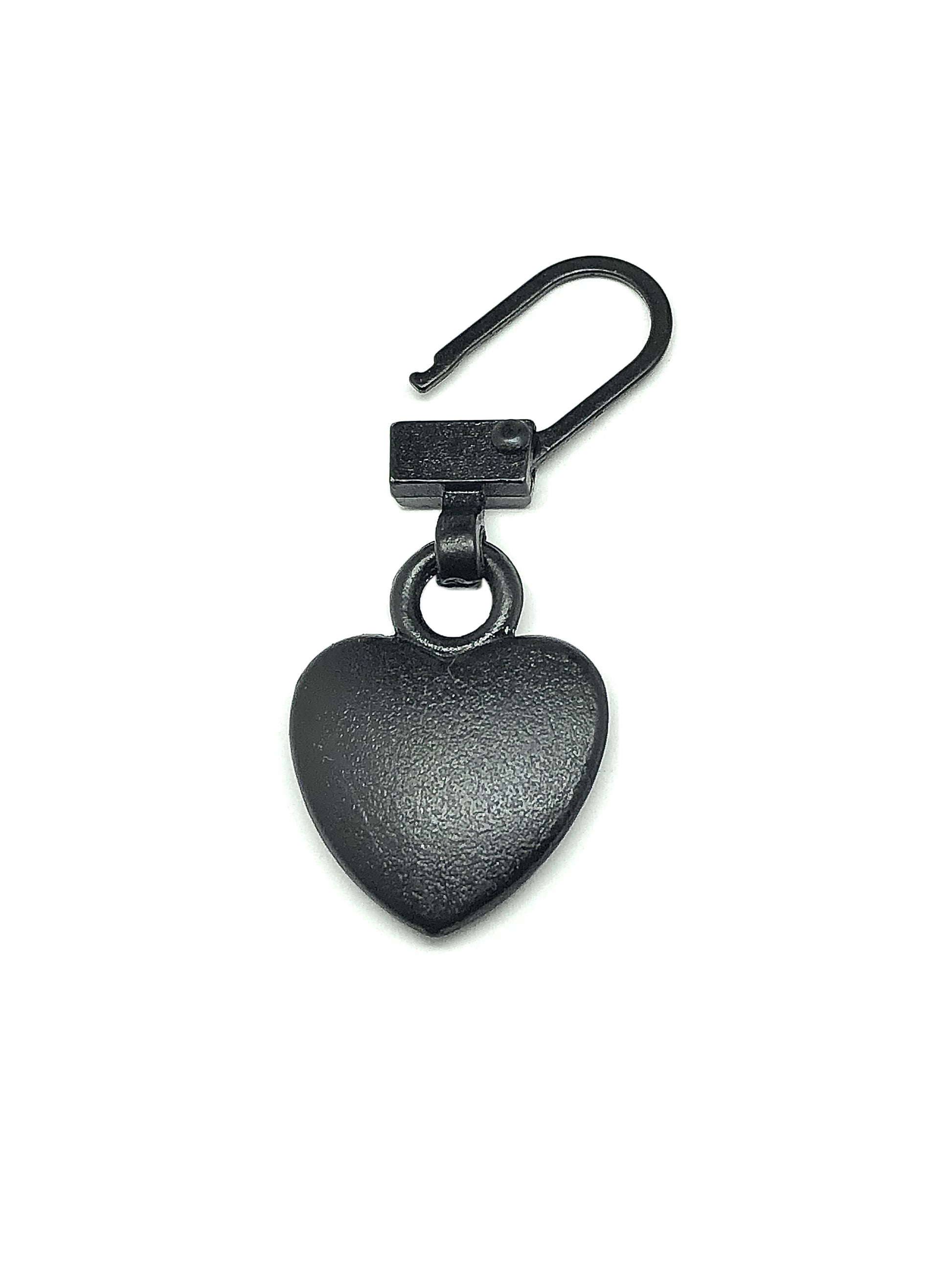 Zipper Repair Charm Heart Rustic Black - for Repair or Decorate