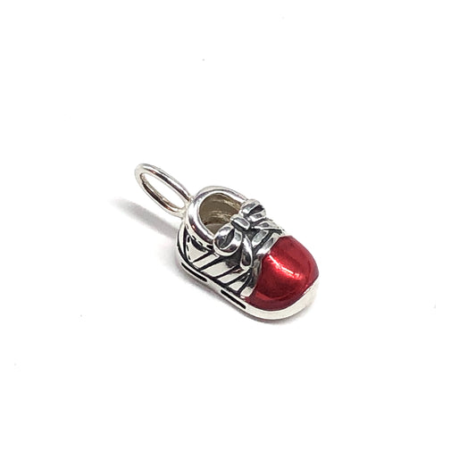 Jewelry Charm, Sterling Silver Shoe Glossy Red Sneaker Charm Pendant