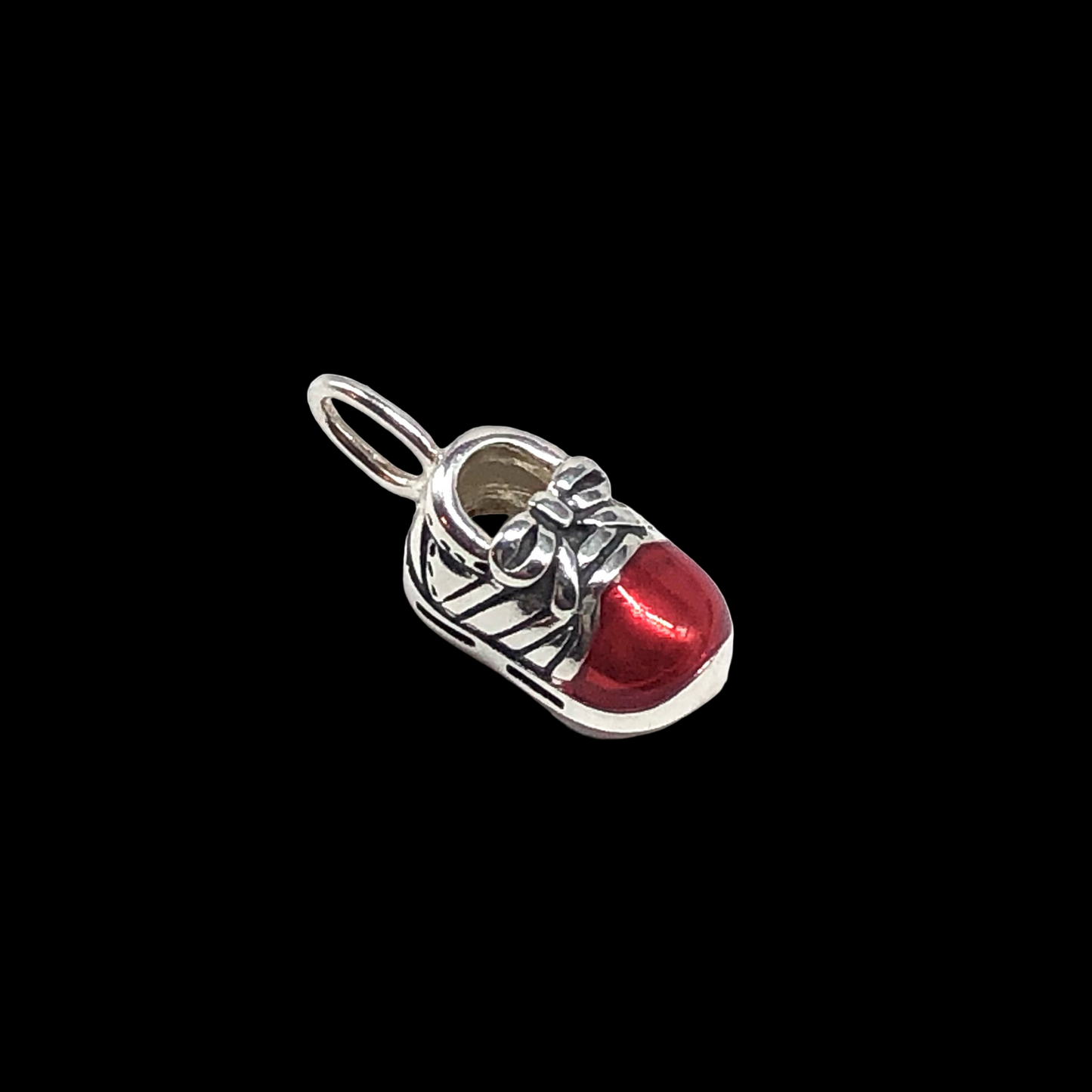 Sterling Silver Red Enamel Baby Shoe Charm
