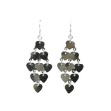 2 5/8" Sterling Silver Waterfall Heart Design Hook Dangle Earrings