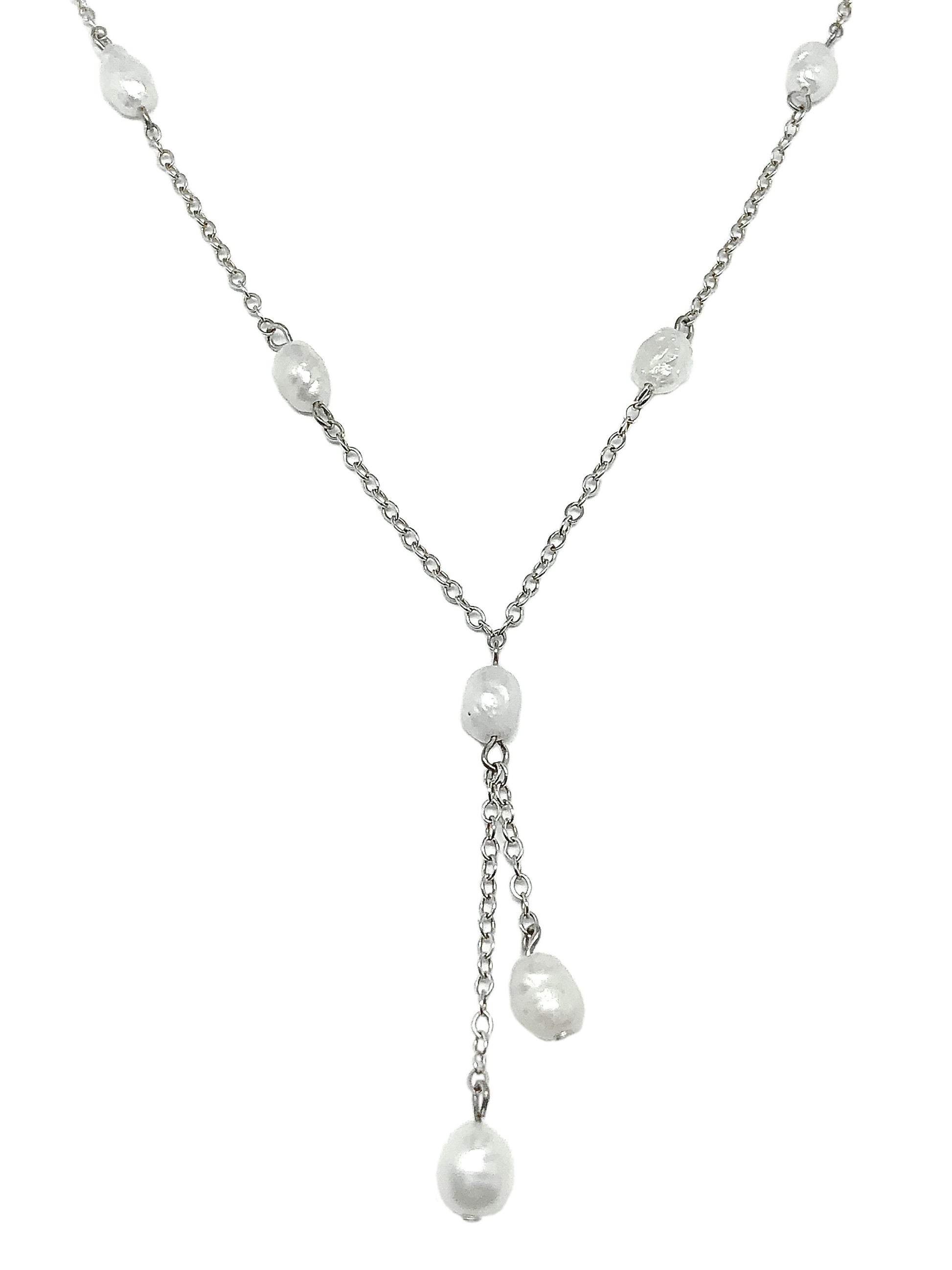 Jewelry - Womens Sterling Silver Satellite Y-chain Tassel Necklace
