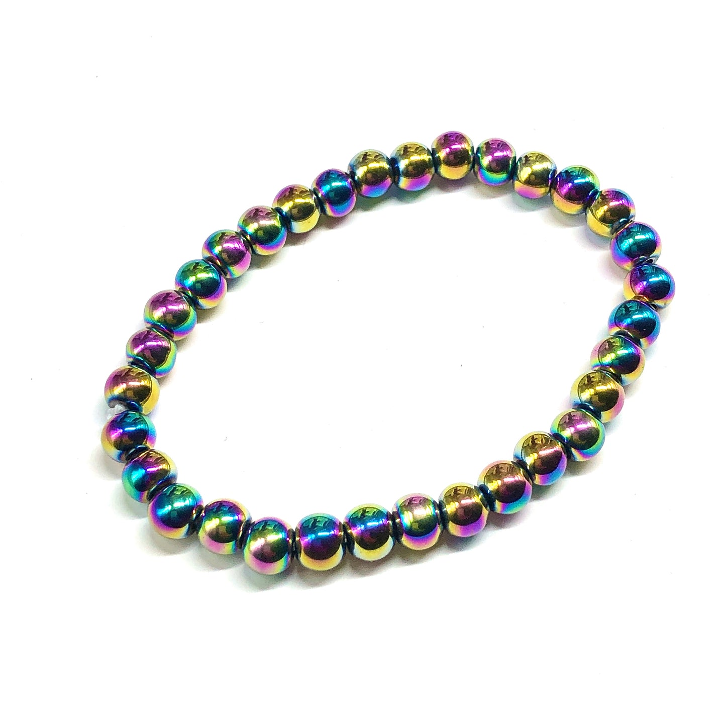 rainbow oil slick stainless steel bead bracelet