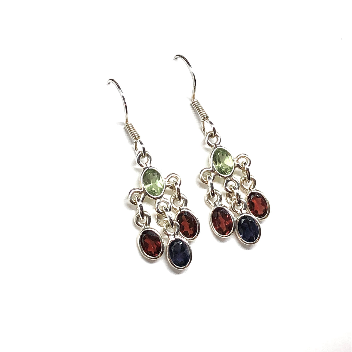 Multi Gemstone Sterling Silver Chandelier Earrings