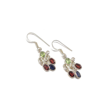 Multi Gemstone Sterling Silver Chandelier Earrings