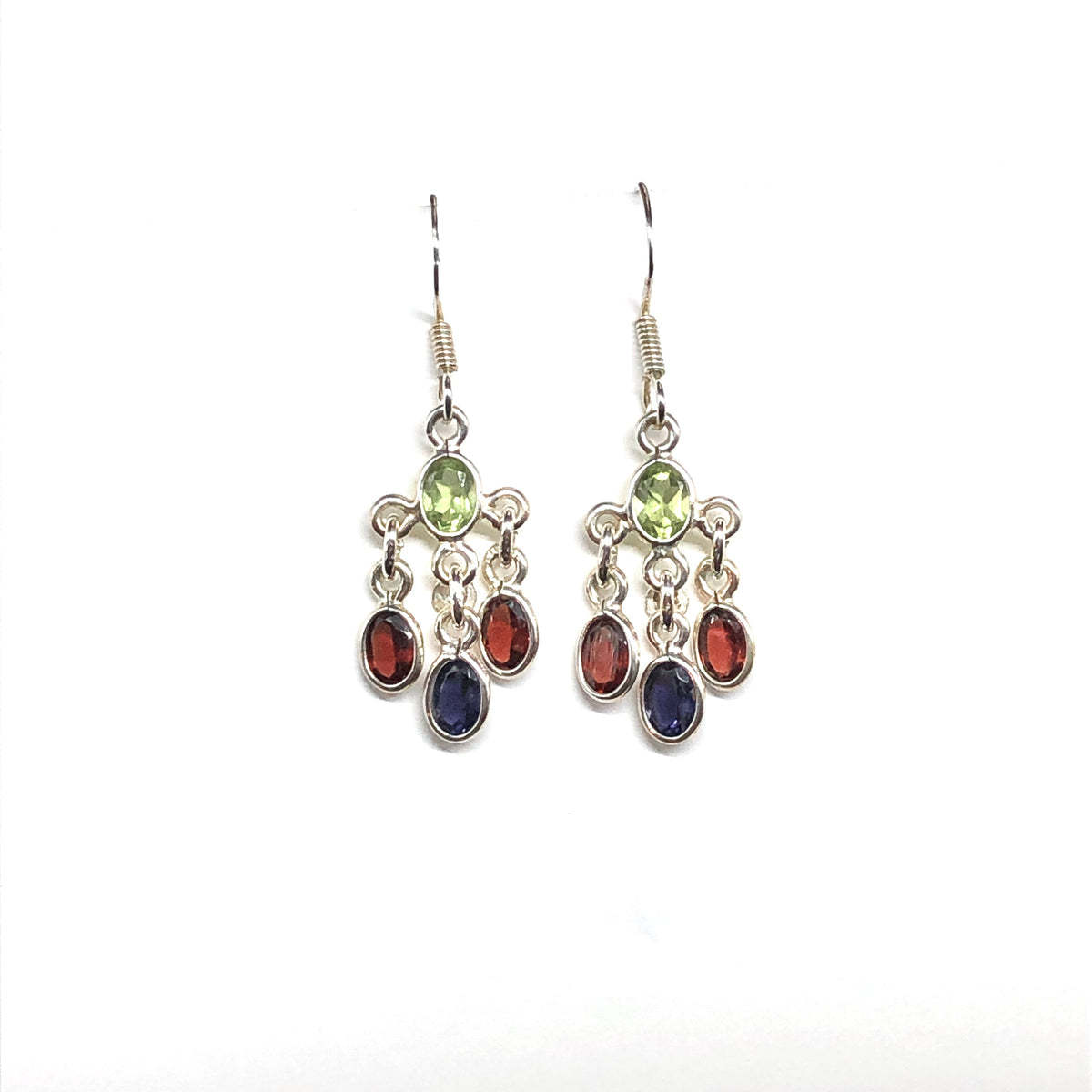 Multi Gemstone Sterling Silver Chandelier Earrings