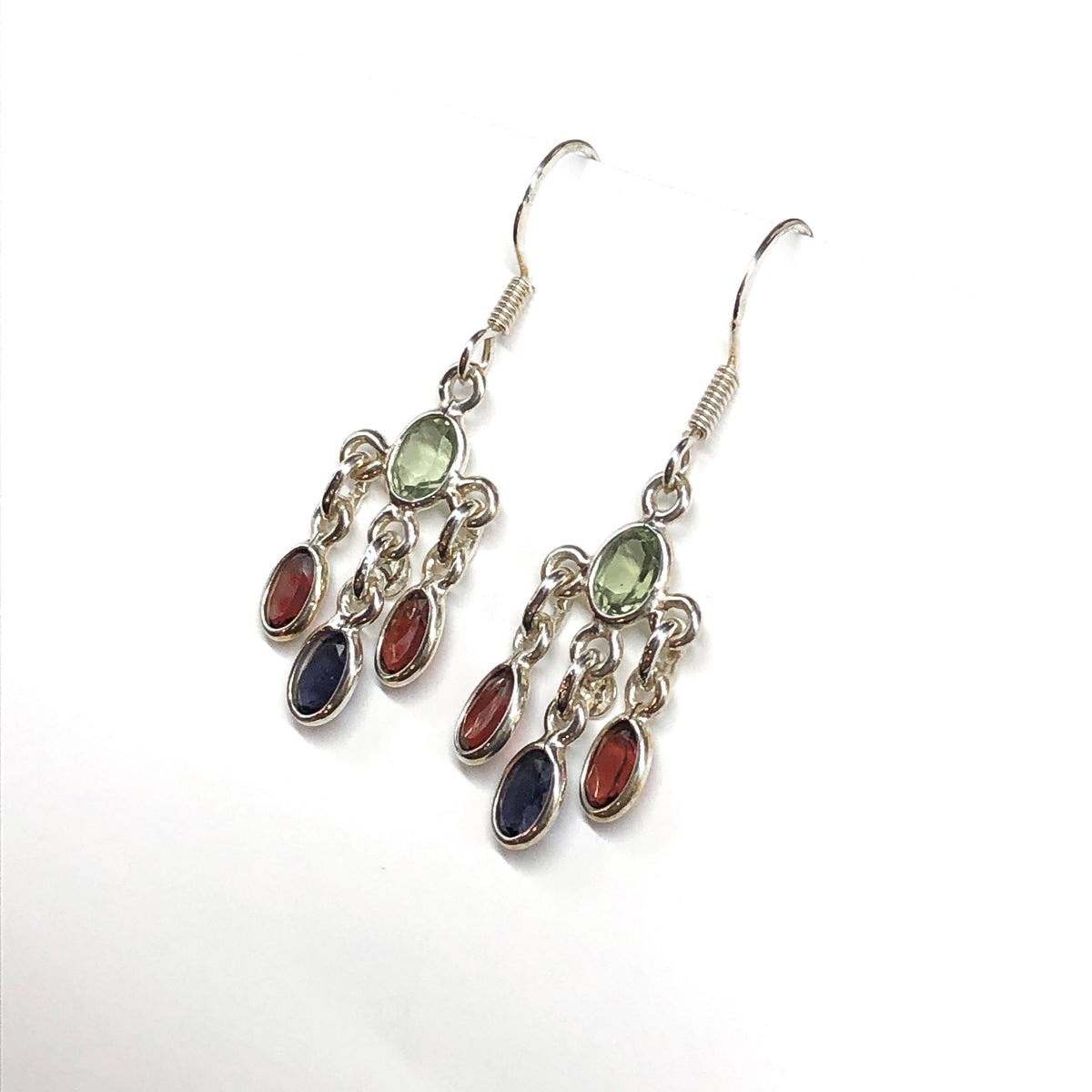 Multi Gemstone Sterling Silver Chandelier Earrings