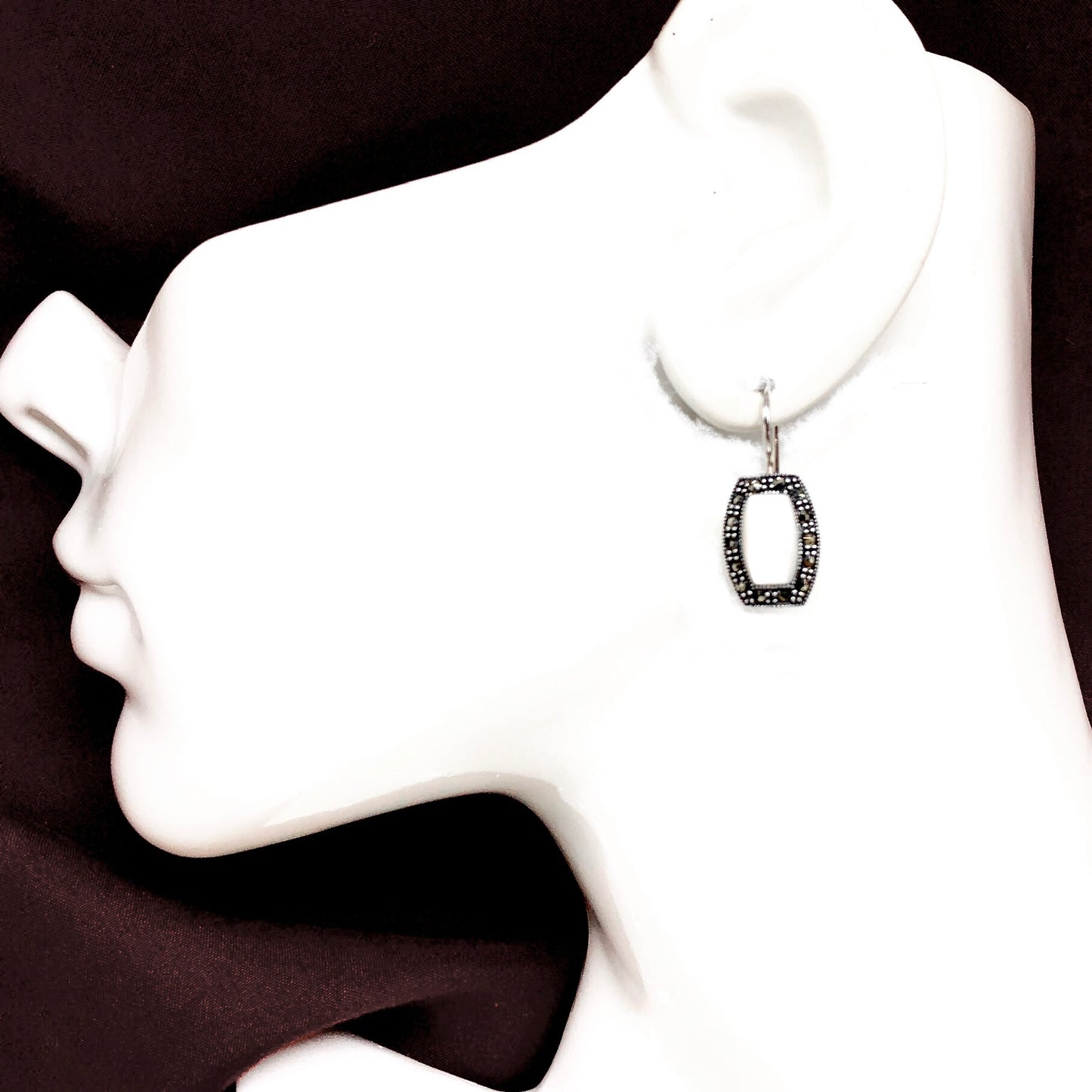 White Pearl Latch Back Style Sterling Silver Drop Earrings