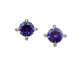 Affordable Used Jewelry - Fancy Sterling Silver 8mm Fiery Amethyst Purple Zirconia Stud Earrings