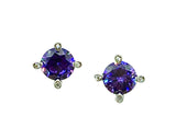 Affordable Used Jewelry - Fancy Sterling Silver 8mm Fiery Amethyst Purple Zirconia Stud Earrings