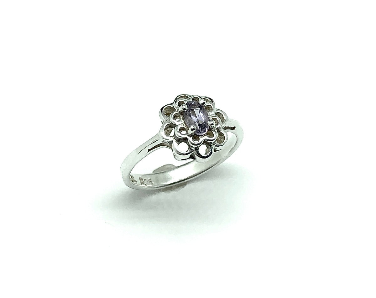 Ring Womens Sterling Silver Petite Filigree Style Purple Amethyst Gemstone