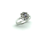 Silver Rings | Womens Petite Sterling Filigree Flower Design Amethyst Stone Ring 5 | Discount Estate Jewelry website online at Blingschlingers.com