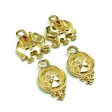 Jewelry Findings |  Gold Charms Elephants Woman Head Coin Charm Findings | Discount Estate Jewelry