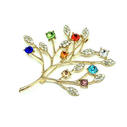 Brooches & Lapel Pins | Sparkly Gold Rainbow Rhinestone Crystal Tree Brooch / Lapel Pin