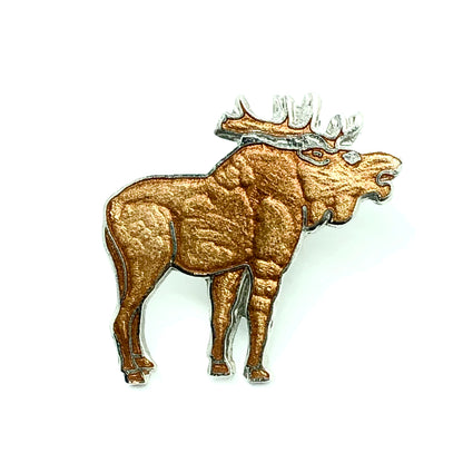 Tie Tacks Brooches | Shimmery Copper Enamel Moose Lapel Pin, Brooch | Discount Estate Jewelry online at Blingschlingers