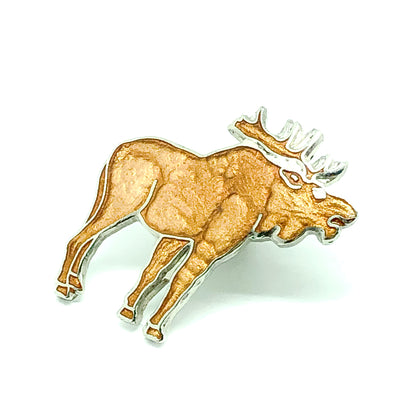 Brooches & Lapel Pins | Vintage Shimmery Brown Enamel Moose Tie Tack, Lapel Pin, Brooch |  Blingschlingers