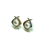 Gold Earrings | Womens 14k White Yellow Gold Australian Boomerang Pearl Earrings | Discount Estate Jewelry online