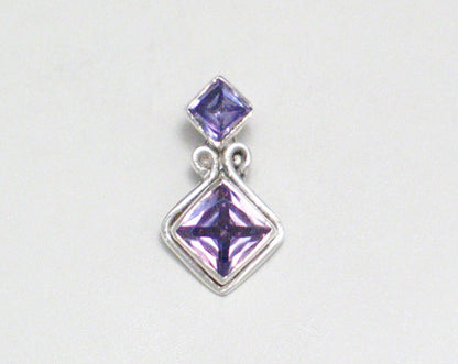 Silver Pendants | Sterling Dainty Purple Cz Geometric Design Pendant | Womens Jewelry online at Blingschlingers.com