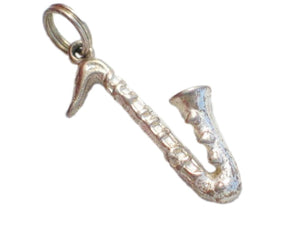 3D Charm | 80s Music Sterling Silver 3D Saxophone Charm / Pendant | Jewelry