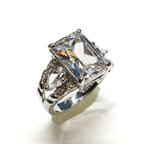 Used Jewelry | Womens Sterling Silver Shimmery & Striking Emerald Cut Cz Ring - Blingschlingers Jewelry