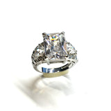 Used Jewelry | Womens Sterling Silver Shimmery & Striking Emerald Cut Cz Ring