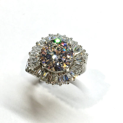 Used Jewelry Ring - Womens Sterling Silver Classic Shimmering Staircase Design Cz Cocktail Ring 