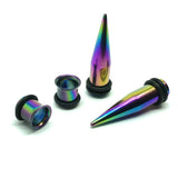 Body Jewelry > Earrings > Gauges | 0g / 8mm Rainbow oil slick style Stainless Steel Tapers Ear Plug set