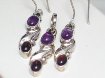 Affordable Earrings | Sterling Silver Amethyst Garnet Stone Earrings Pendant set
