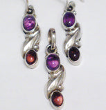 Affordable Earrings | Sterling Silver Amethyst Garnet Stone Earrings Pendant set