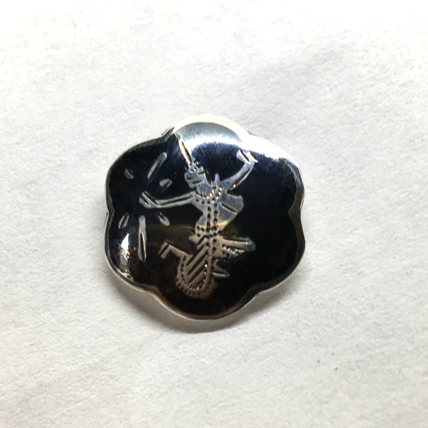 Mens Accessories - Vintage Sterling Silver Black Niello Glinting Siam Goddess Tie Tack / Lapel Pin