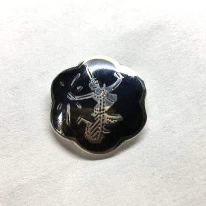 Mens Accessories - Vintage Sterling Silver Black Niello Glinting Siam Goddess Tie Tack / Lapel Pin