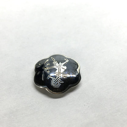 Mens Accessories - Vintage Sterling Silver Black Niello Glinting Siam Goddess Tie Tack / Lapel Pin