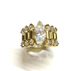 Used Jewelry - Perfectly Imperfect, Gold Sterling Silver Striking Wide Watchband Style Statement Ring