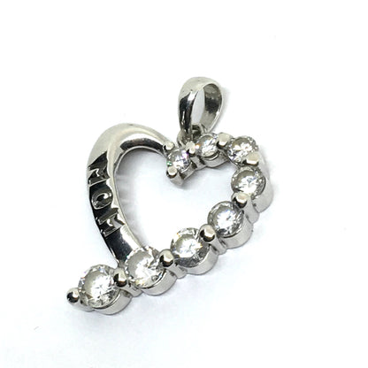 Estate Jewelry - Sterling Silver "MoM' Cutout Style Heart Statement Pendant - www.Blingschlingers.com USA