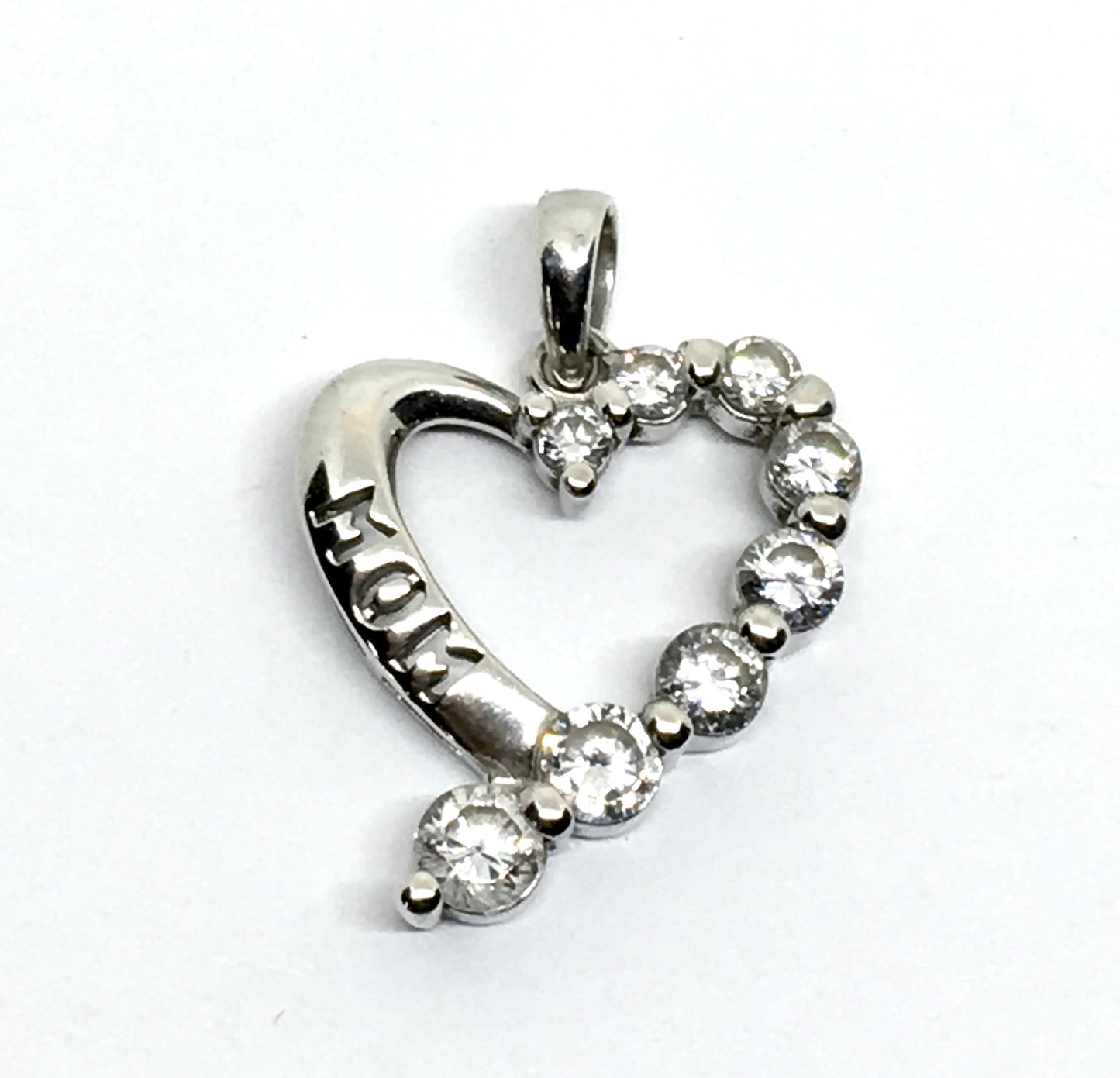 Estate Jewelry online - Sterling Silver "MoM' Cutout Style Heart Statement Pendant - at www.Blingschligners.com USA