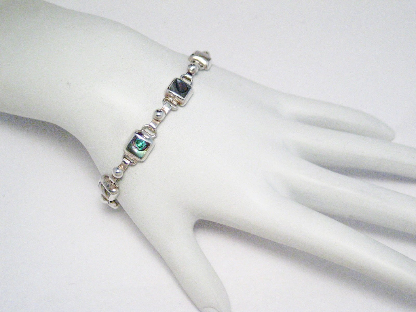 Secondhand Bracelets | Sterling Silver Rainbow Abalone Tennis Bracelet 7.5"- Blingschlingers Jewelry