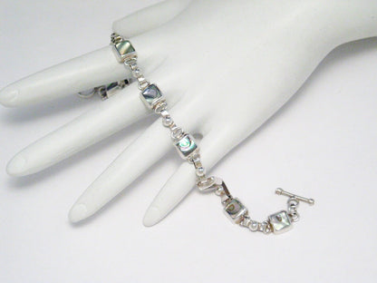 Secondhand Bracelets | Sterling Silver Rainbow Abalone Tennis Bracelet 7.5" - Blingschlingers Jewelry