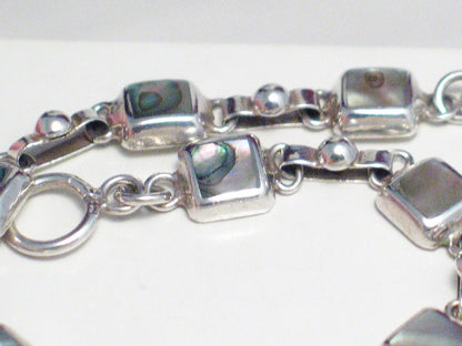 Mellow Rainbow Pools | Abalone Inlay Tennis Bracelet Sterling Silver 7.5" - Blingschlingers Jewelry
