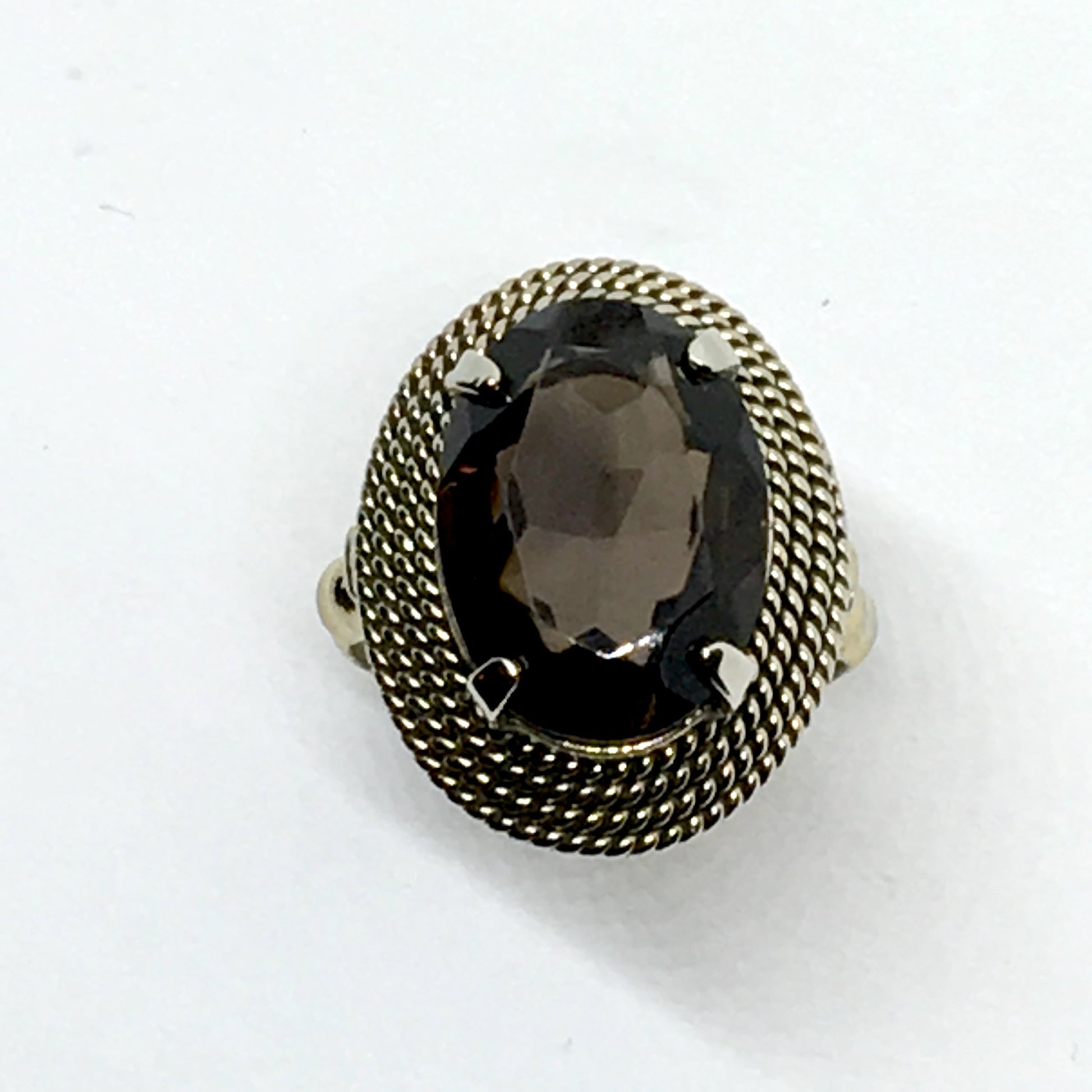 Jewelry > Vintage > Ring - Womens 1950s Sterling Silver Smoky Topaz Gemstone Ring online at Blingschlingers USA