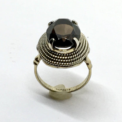 Jewelry > Vintage > Ring - Womens 1950s Sterling Silver Smoky Topaz Gemstone Ring