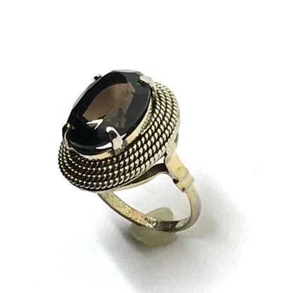 Jewelry > Vintage > Ring - Womens 1950s Sterling Silver Smoky Topaz Gemstone Ring