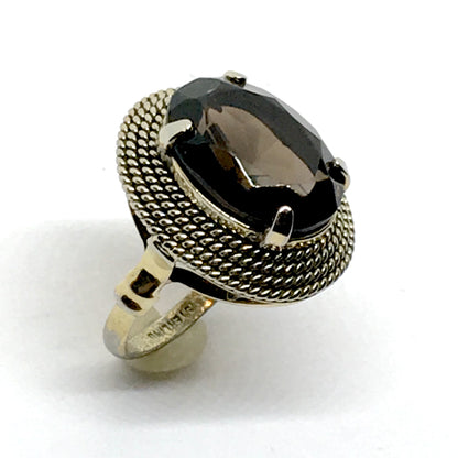 Jewelry > Vintage > Ring - Womens 1950s Sterling Silver Smoky Topaz Gemstone Ring