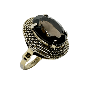 Jewelry > Vintage > Ring - Womens 1950s Sterling Silver Smoky Topaz Gemstone Ring - Blingschlingers.com USA