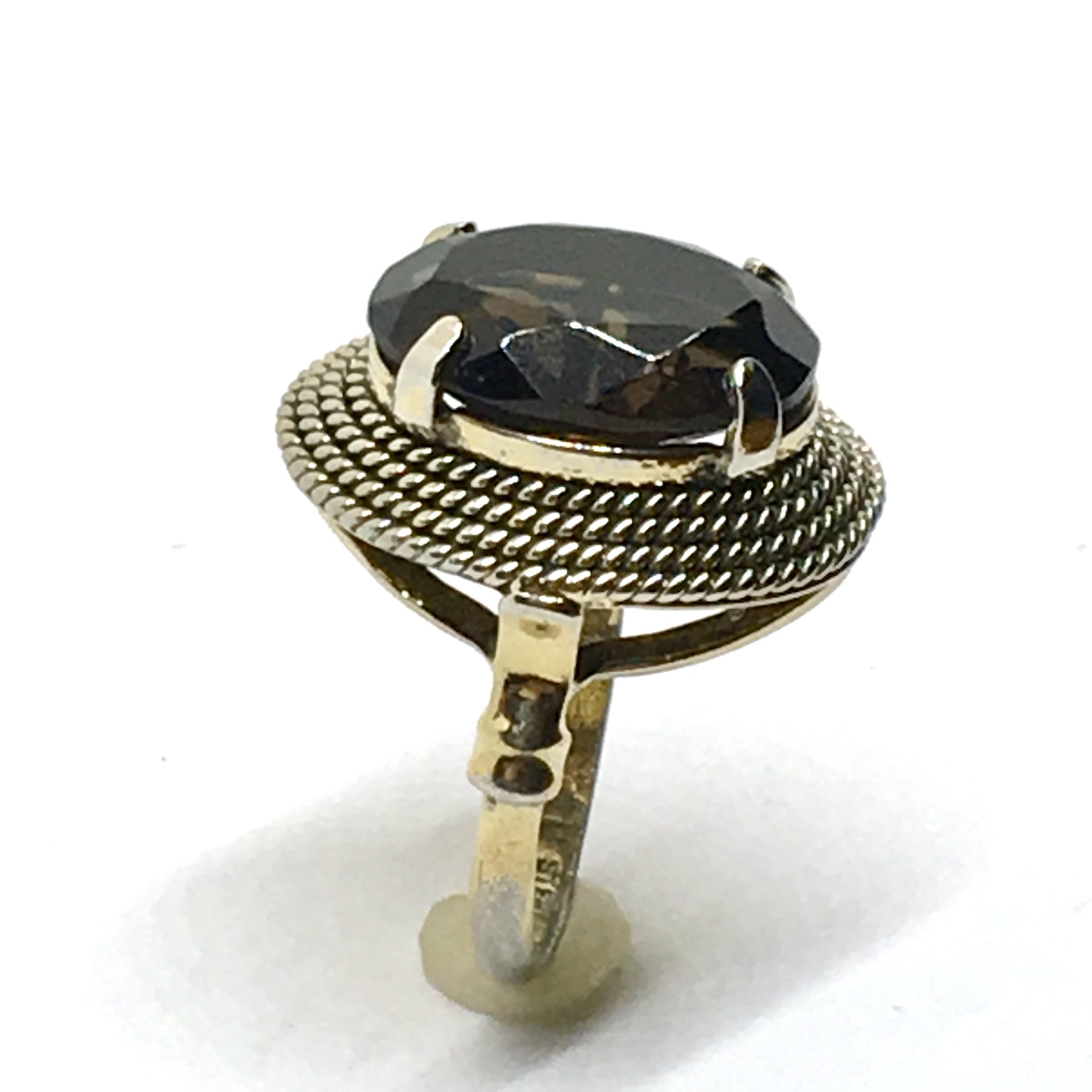 Jewelry > Vintage > Ring - Womens 1950s Sterling Silver Smoky Topaz Gemstone Ring